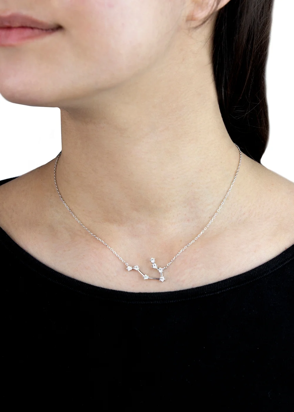 Golden Moments Sterling Silver Gemini Star Constellation Necklace - One Size Image 2