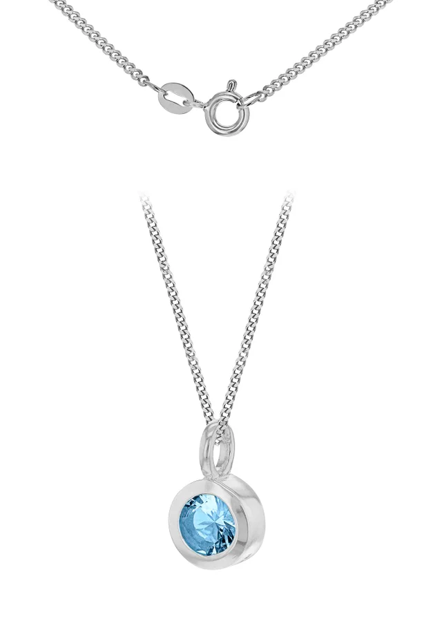 Golden Moments Sterling Silver CZ December Birthstone Necklace
