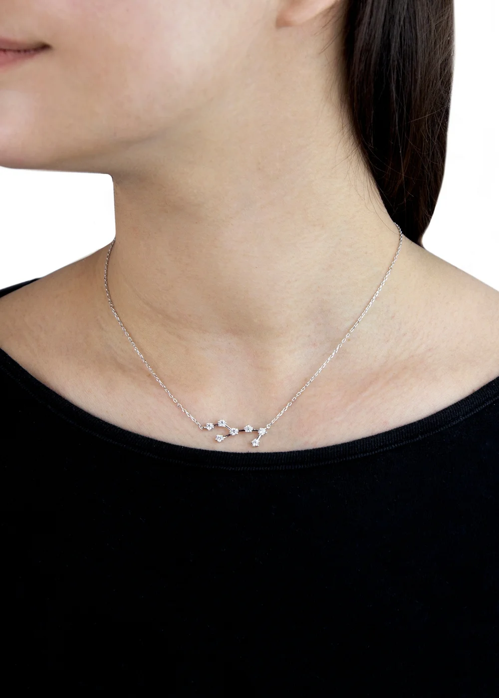 Golden Moments Sterling Silver Virgo Star Constellation Necklace - One Size Image 2
