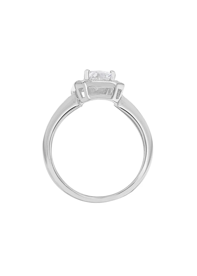 Golden Moments Sterling Silver CZ Princess Cluster Ring