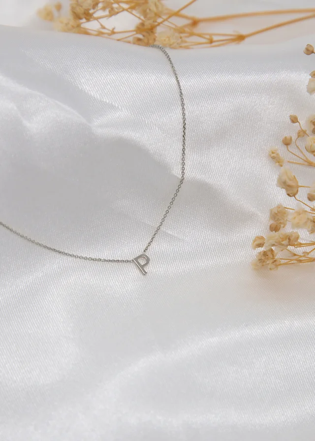 Golden Moments Sterling Silver 'P' Initial Necklace