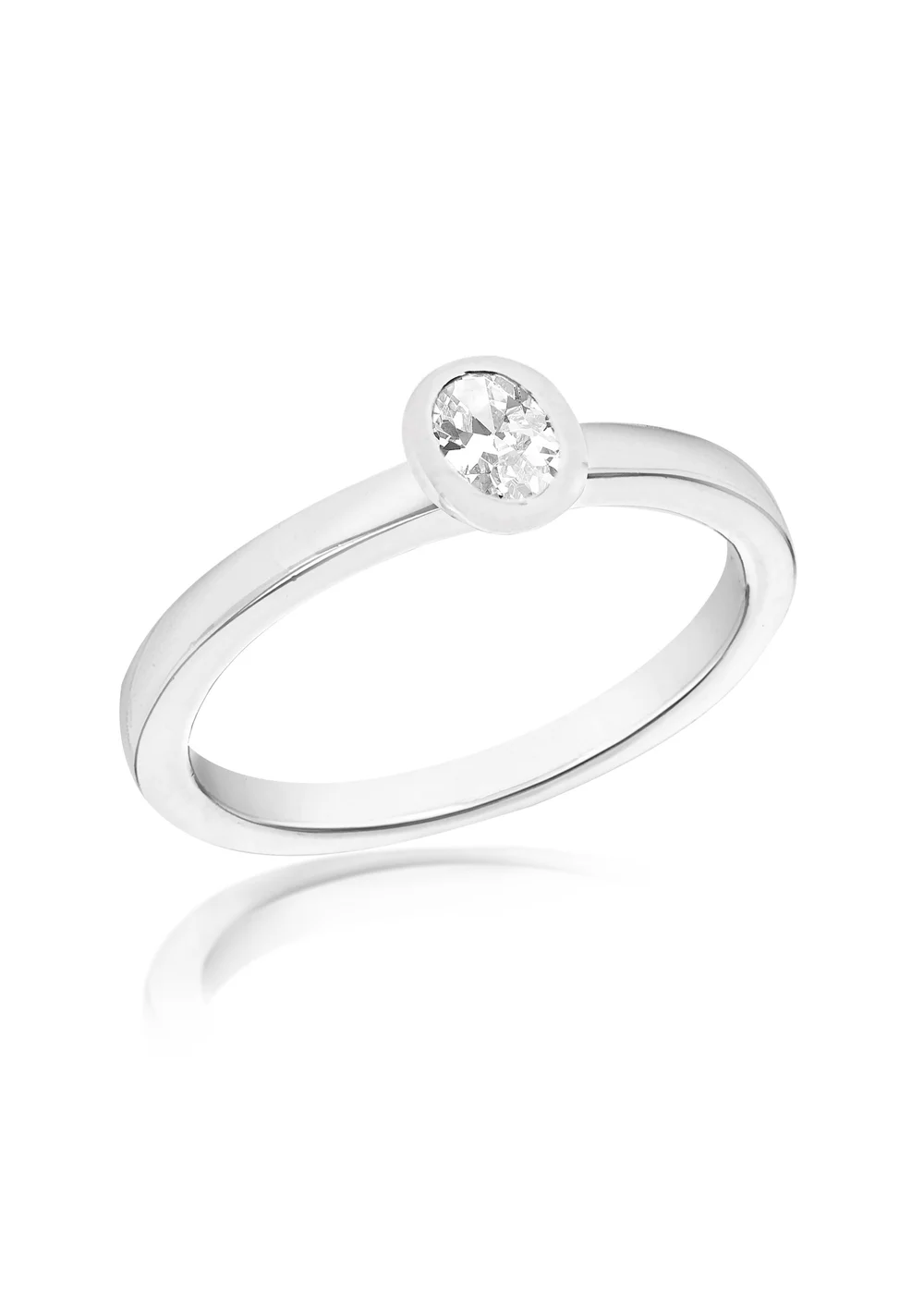 Golden Moments Sterling Silver White Oval CZ Band Ring - Large Image 1
