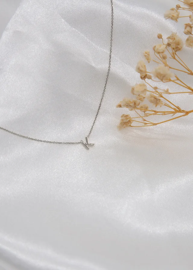 Golden Moments Sterling Silver 'K' Initial Necklace