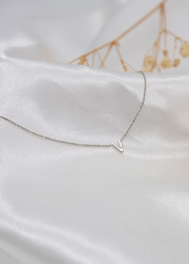 Golden Moments Sterling Silver 'V' Initial Necklace