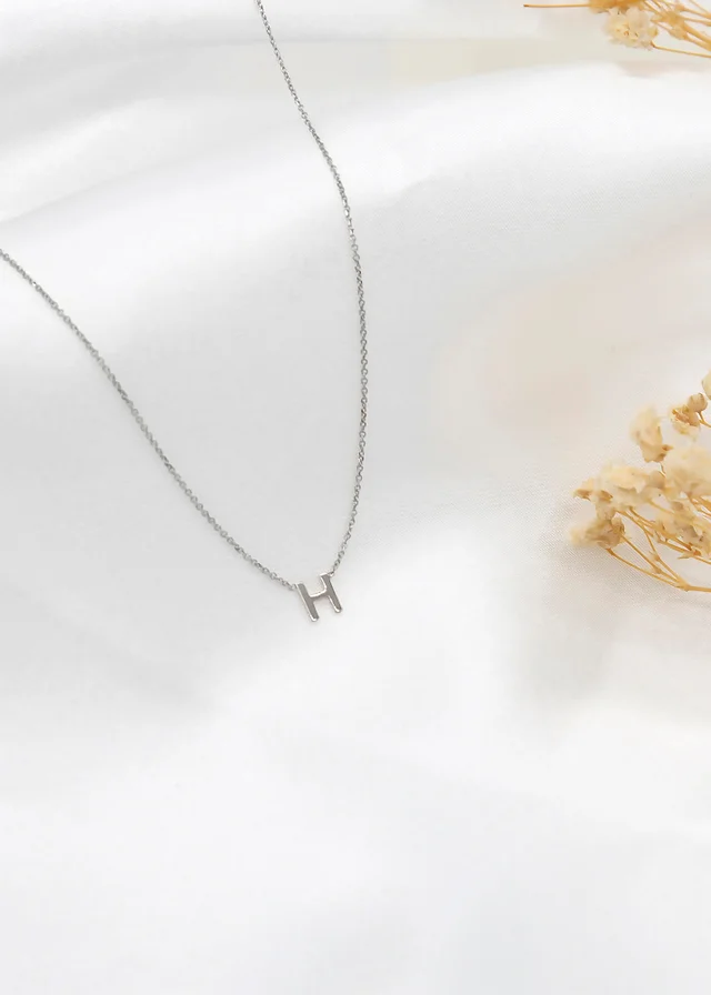 Golden Moments Sterling Silver 'H' Initial Necklace