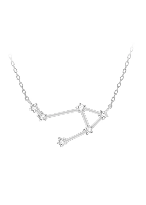 Golden Moments Sterling Silver Libra Star Constellation Necklace - One Size Image 1