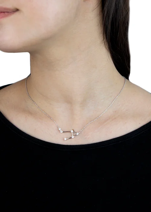 Golden Moments Sterling Silver Libra Star Constellation Necklace - One Size Image 2