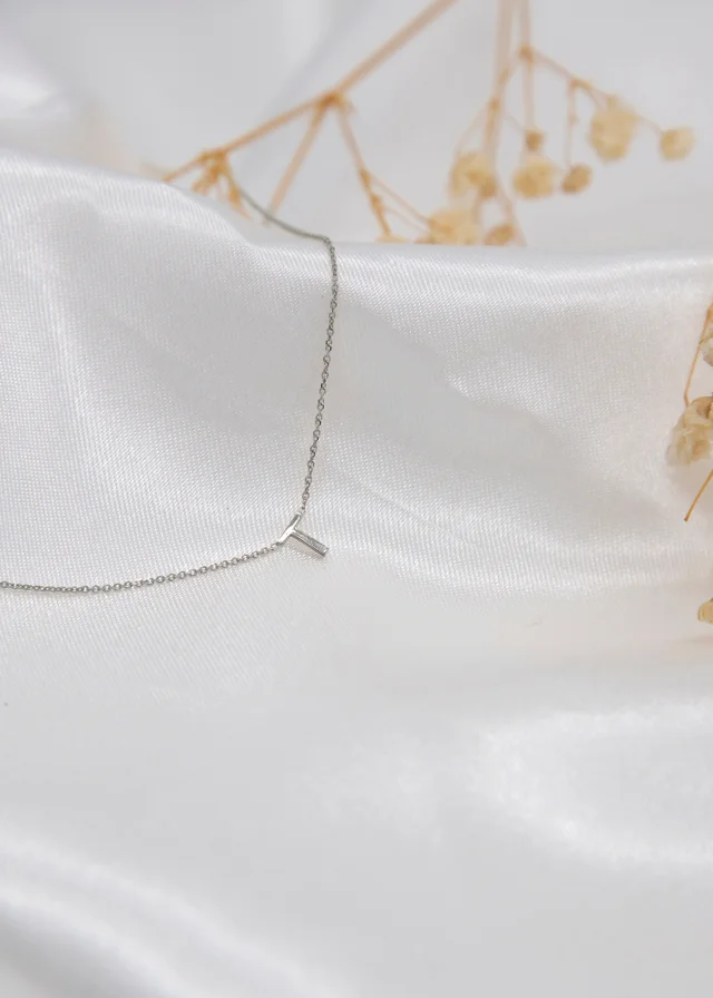 Golden Moments Sterling Silver 'T' Initial Necklace