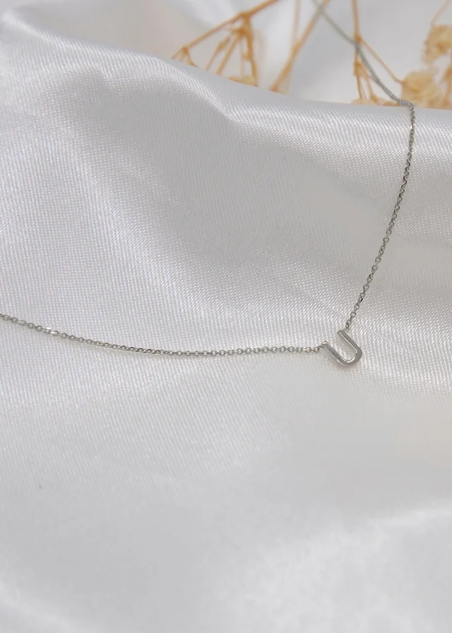 Golden Moments Sterling Silver 'U' Initial Necklace