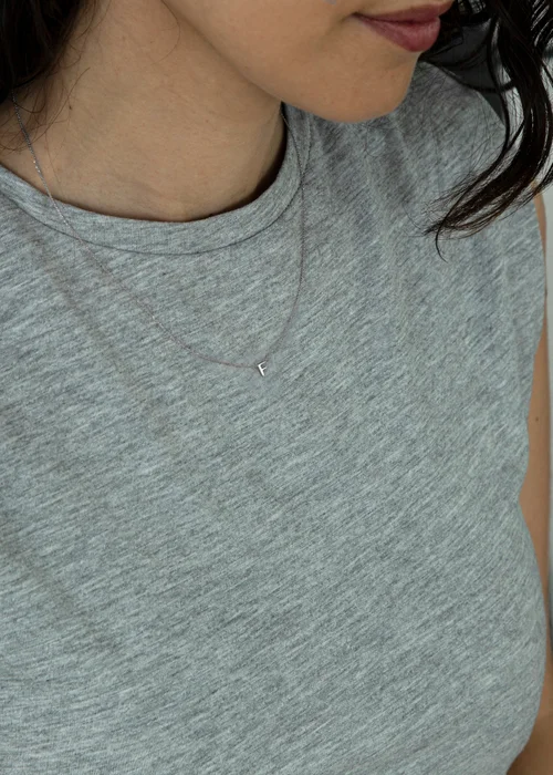 Golden Moments Sterling Silver 'F' Initial Necklace - F Image 3