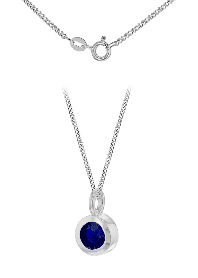 Golden Moments Sterling Silver CZ September Birthstone Necklace
