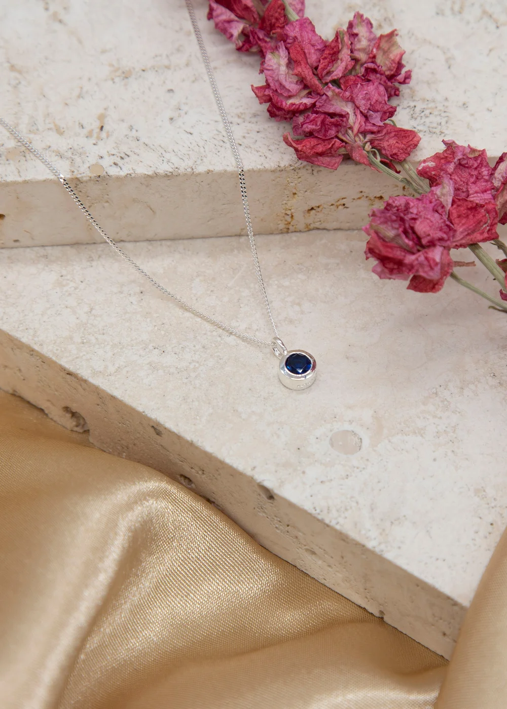 Golden Moments Sterling Silver CZ September Birthstone Necklace - One Size Image 2
