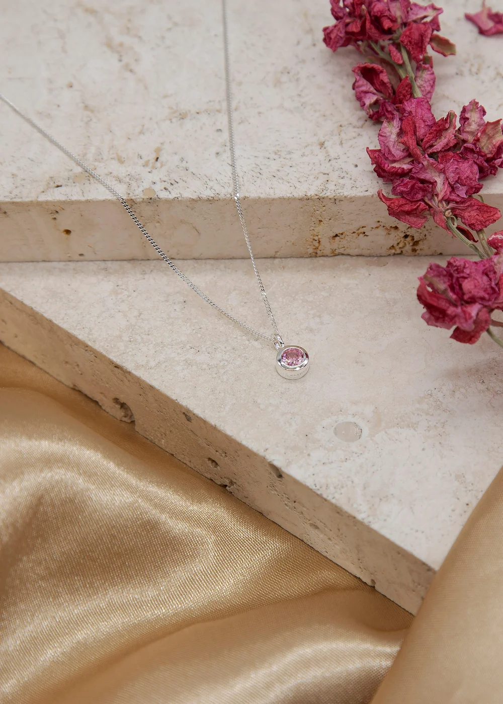 Golden Moments Sterling Silver CZ October Birthstone Necklace - One Size Image 2