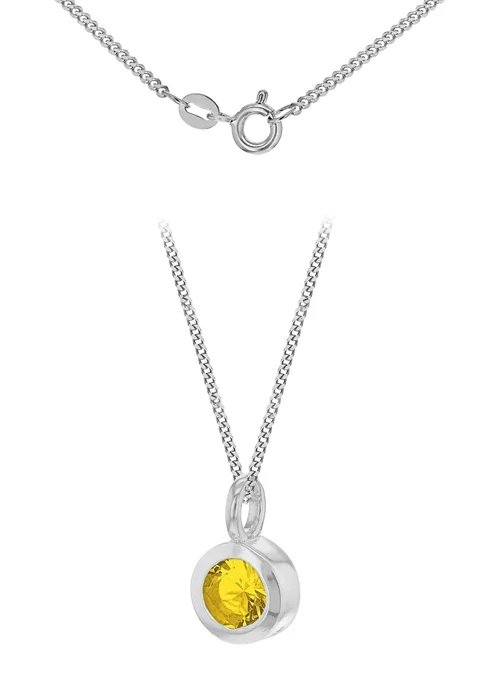 Golden Moments Sterling Silver CZ November Birthstone Necklace - One Size Image 1