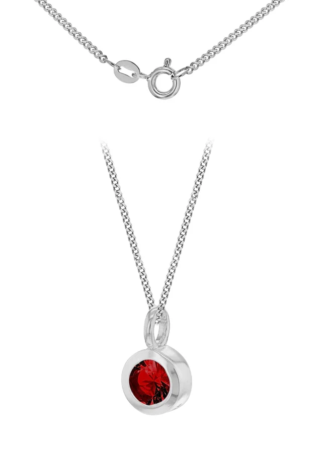 Golden Moments Sterling Silver CZ July Birthstone Necklace