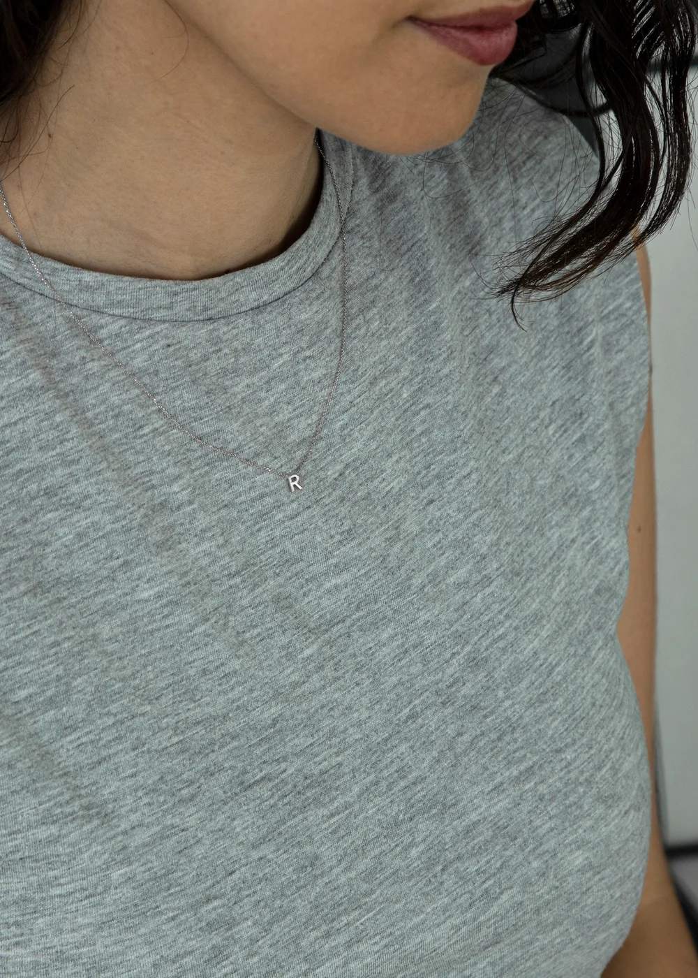 Golden Moments Sterling Silver 'R' Initial Necklace - R Image 3