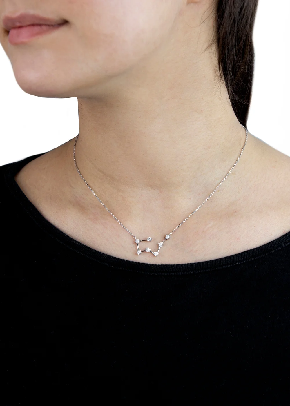 Golden Moments Sterling Silver Taurus Star Constellation Necklace - One Size Image 2
