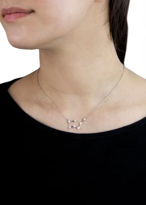Golden Moments Sterling Silver Taurus Star Constellation Necklace - One Size Image 2