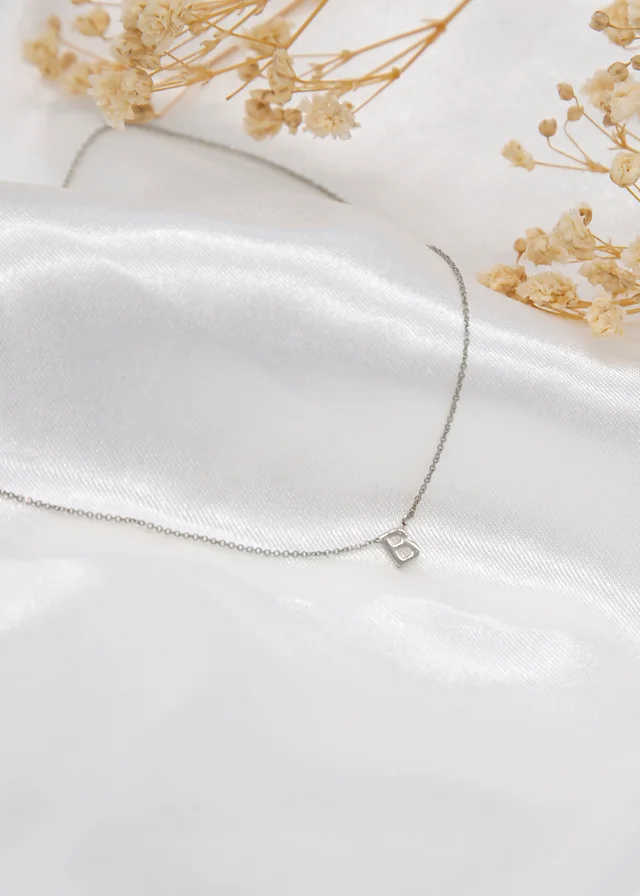 Golden Moments Sterling Silver 'B' Initial Necklace