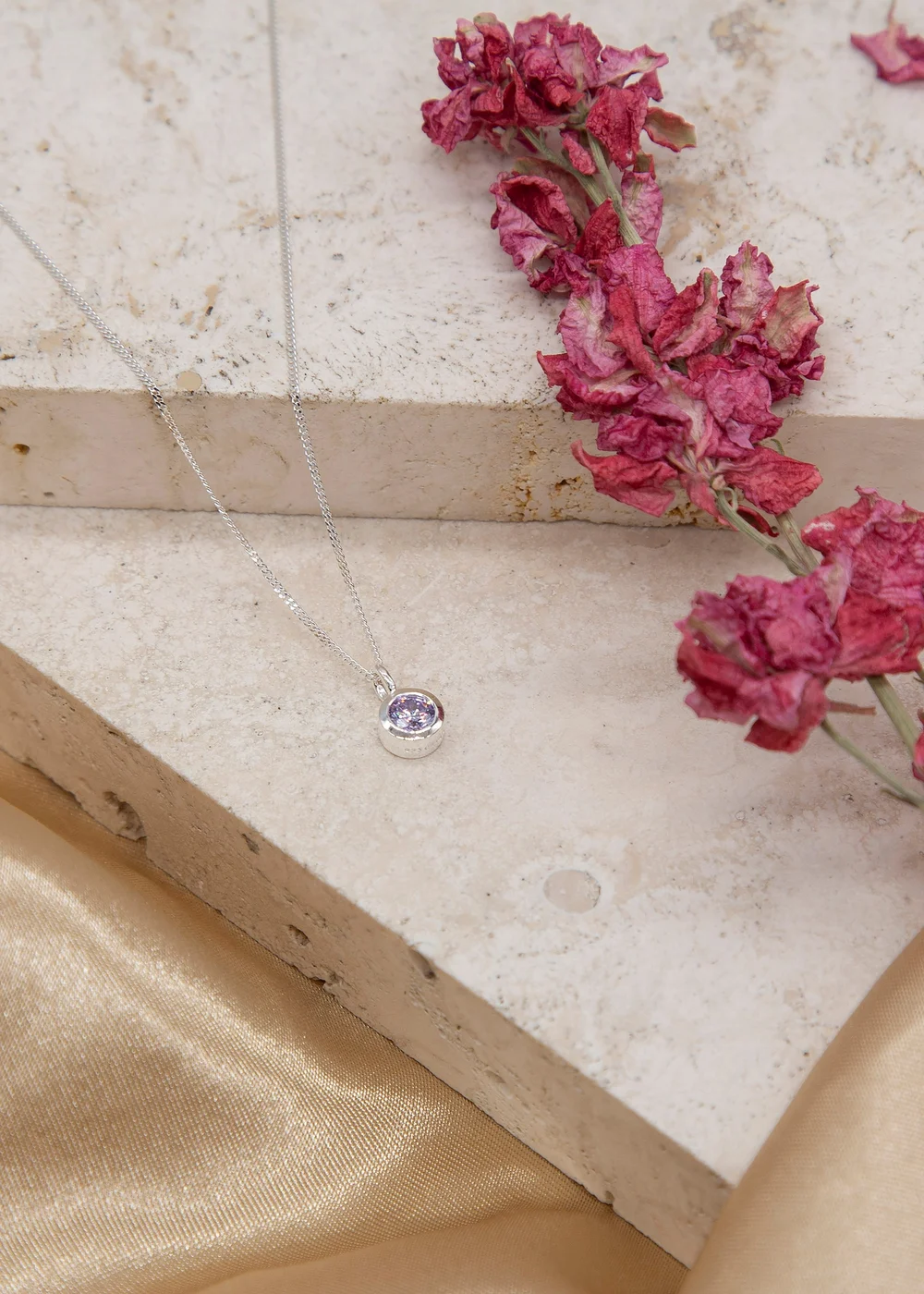 Golden Moments Sterling Silver CZ June Birthstone Necklace - One Size Image 2