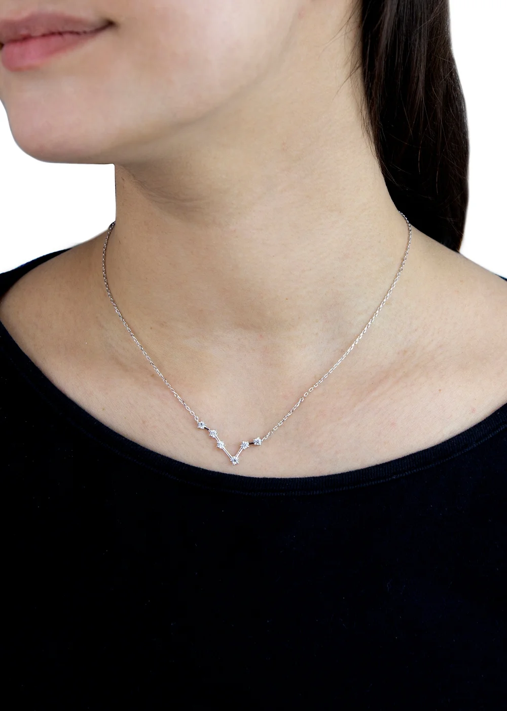 Golden Moments Sterling Silver Pisces Star Constellation Necklace - One Size Image 2