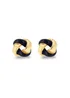 Golden Moments Yellow Gold Plated Black Enamel Small Knot Studs - One Size Image 1