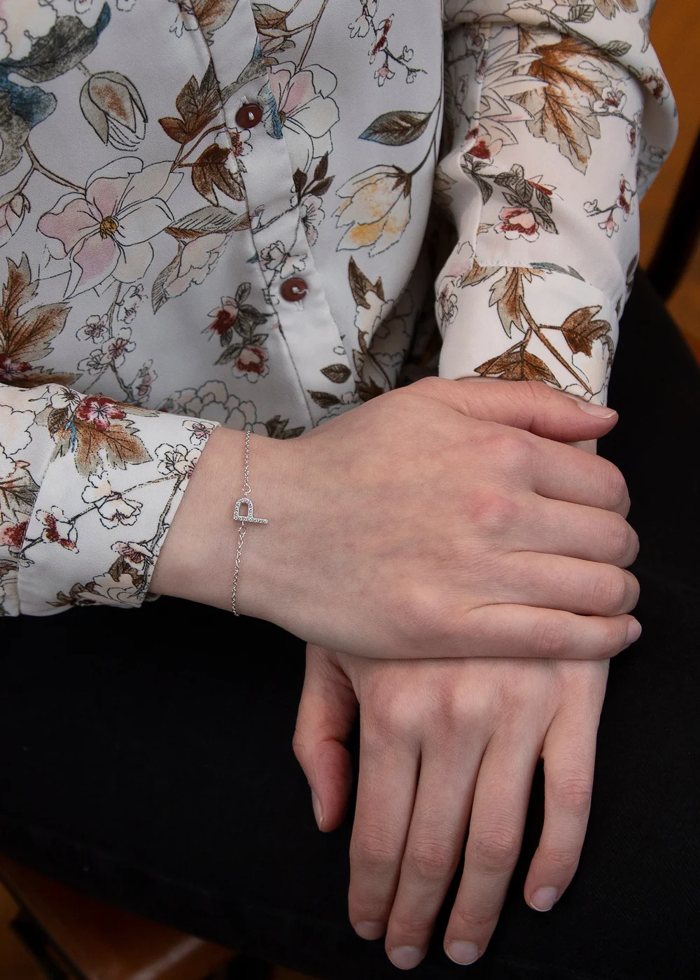 Golden Moments Sterling Silver CZ 'P' Initial Bracelet - P Image 3