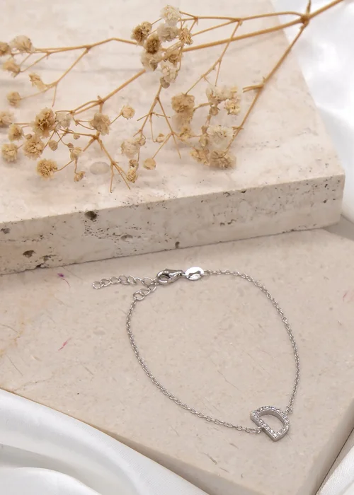 Golden Moments Sterling Silver CZ 'D' Initial Bracelet - D Image 2