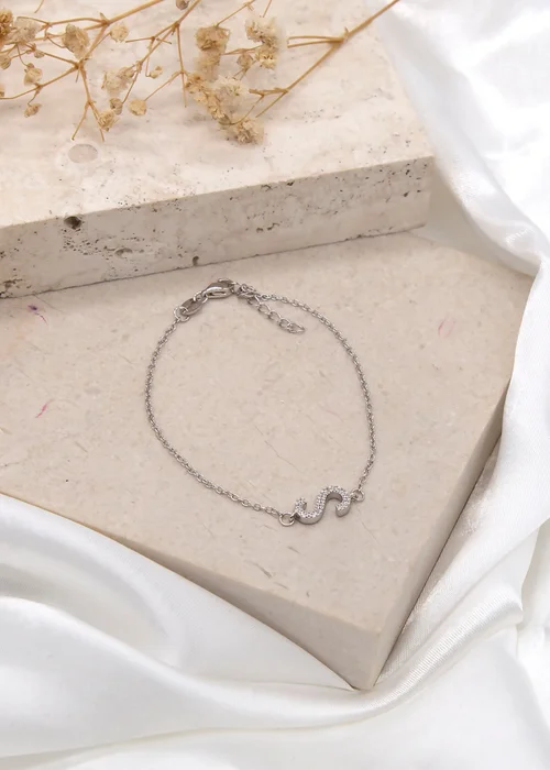 Golden Moments Sterling Silver CZ 'S' Initial Bracelet - S Image 2