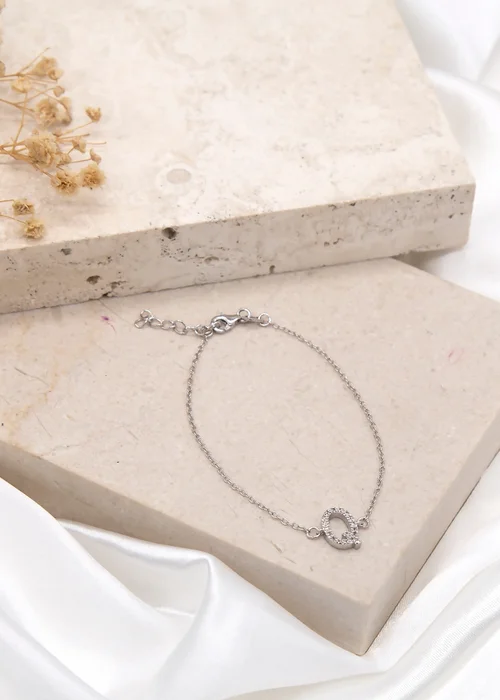 Golden Moments Sterling Silver CZ 'Q' Initial Bracelet - Q Image 2