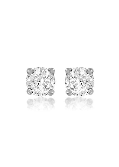 Golden Moments Sterling Silver White CZ Stud Earrings - One Size Image 1