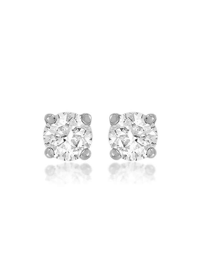 Golden Moments Sterling Silver White CZ Stud Earrings