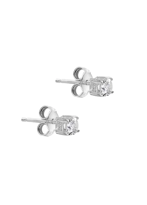 Golden Moments Sterling Silver White CZ Stud Earrings - One Size Image 2
