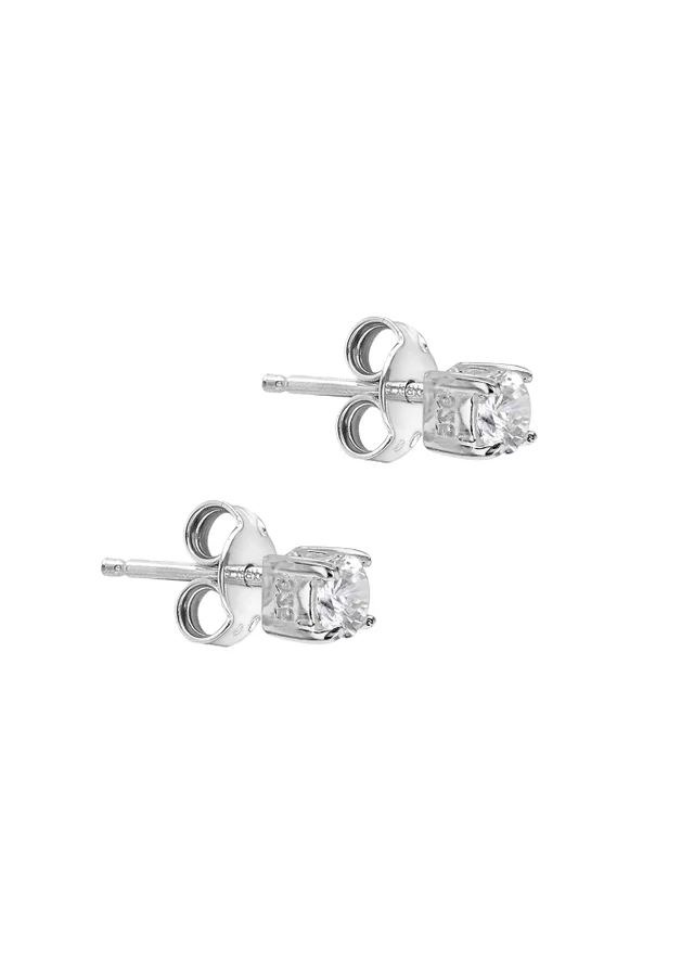 Golden Moments Sterling Silver White CZ Stud Earrings