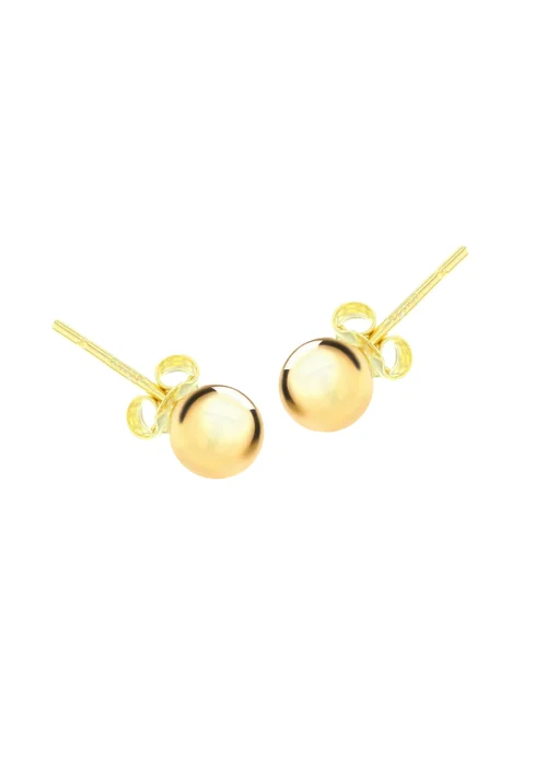 Golden Moments Sterling Silver Yellow Gold Plated Ball Studs (6mm) - One Size Image 2