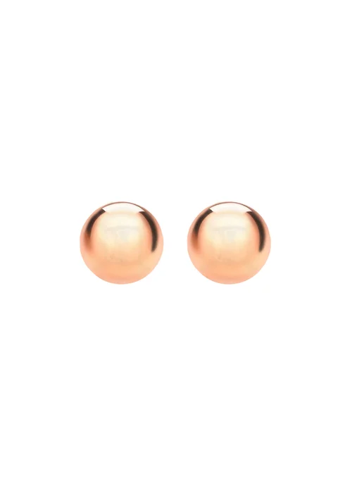 Golden Moments Sterling Silver Rose Gold Plated Ball Studs (8mm) - One Size Image 1