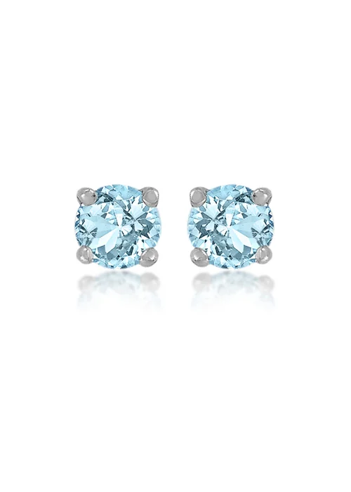 Golden Moments Sterling Silver Blue CZ Stud Earrings - One Size Image 1