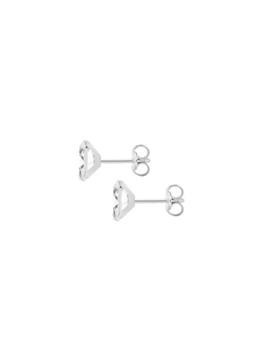 Golden Moments Sterling Silver Square White CZ Stud Earrings - One Size Image 2