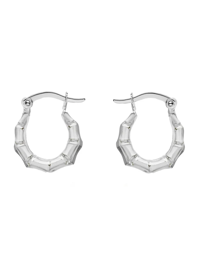 Golden Moments Sterling Silver 'Bamboo' Creole Earrings