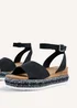 Linzi Arizona Wide Fit Black Faux Leather Espadrille Flatform - Size 5 Image 4
