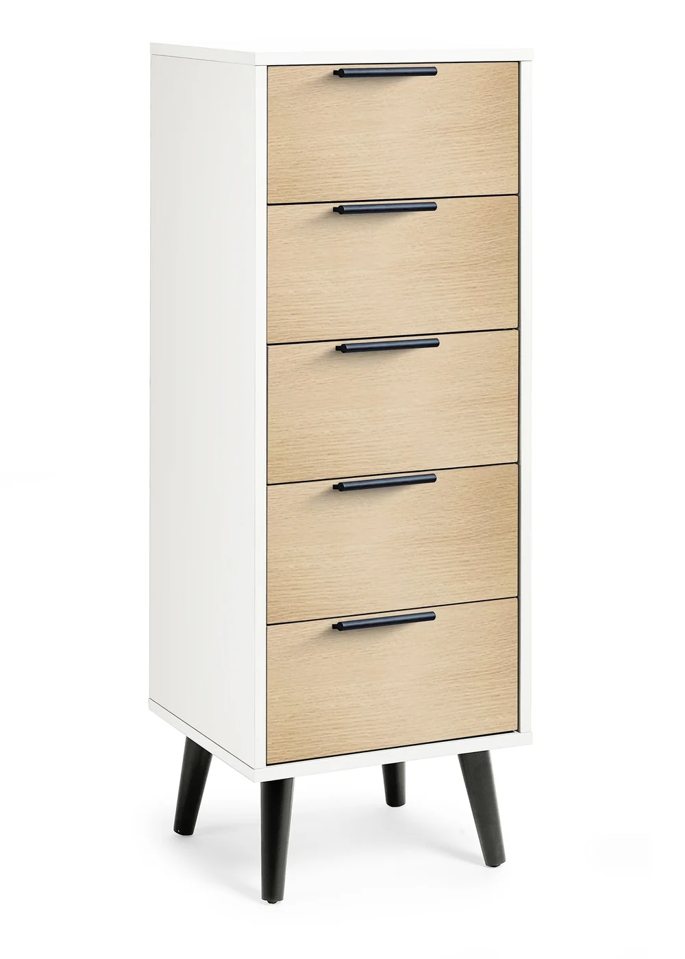 Julian Bowen Alba 5 Drawer Narrow Chest in White and Oak (120.5 x 45 x 40cm) - No Size Image 2