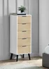 Julian Bowen Alba 5 Drawer Narrow Chest in White and Oak (120.5 x 45 x 40cm) - No Size Image 1