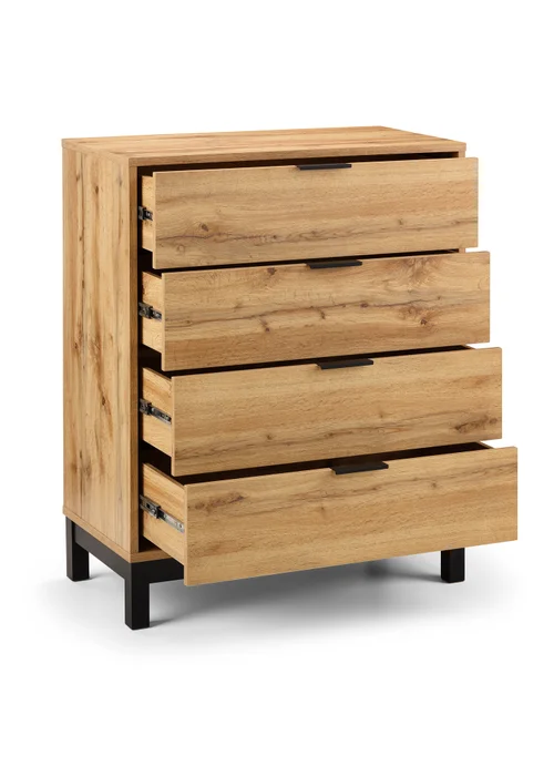 Julian Bowen Bali 4 Drawer Chest in Light Oak (97 x 80 x 40cm) - One Size Image 4