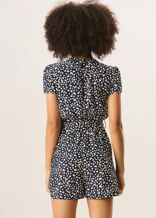 Gini London Blue Animal Print Belted Wrap Playsuit - Size 8 Image 2