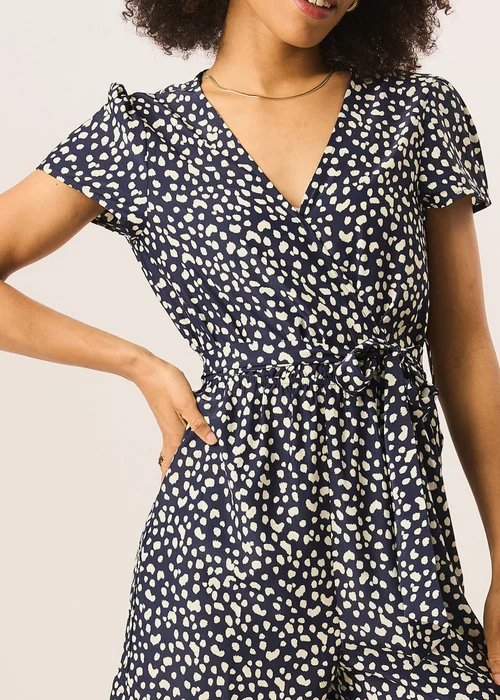 Gini London Blue Animal Print Belted Wrap Playsuit - Size 8 Image 3