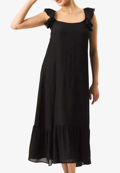 Gini London Black Ruffle Short Sleeve Maxi Dress - 12 Image 3
