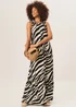 Gini London Mono Zebra Print Tie Shoulder Maxi Dress - L/XL Image 4