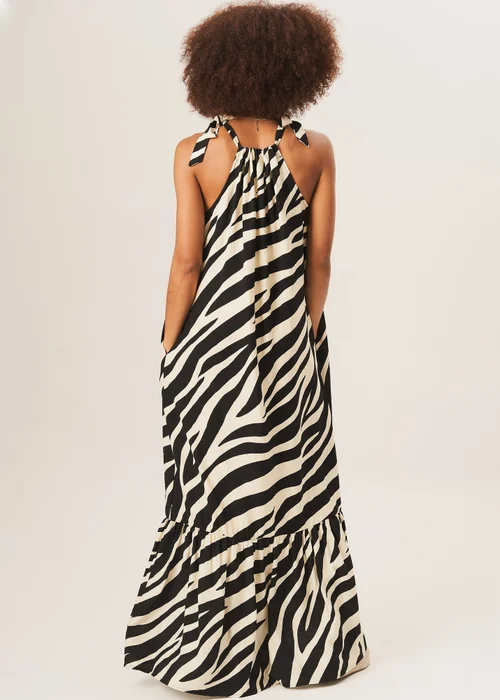 Gini London Mono Zebra Print Tie Shoulder Maxi Dress - L/XL Image 2