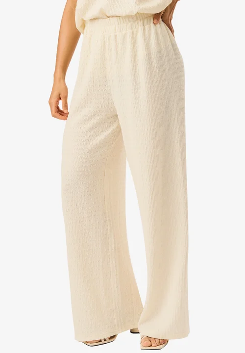Gini London Ivory Textured Elastic Waist Pull On Trousers - S/M Image 3