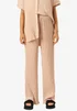 Gini London Beige Plisse Loungewear Wide Leg Trousers - M/L Image 3